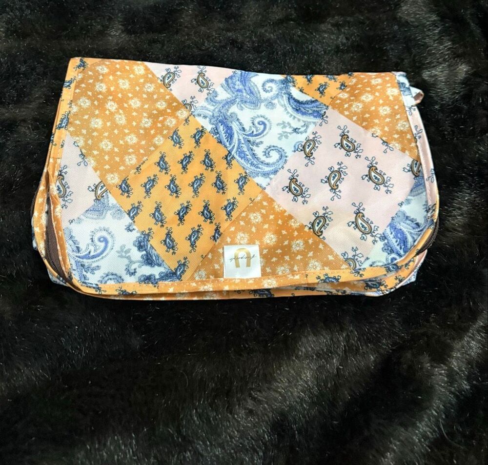 Free People Dustbag Sleeve Brown Camel Zipper Pouch Bag w/ Handle Travel Paisley